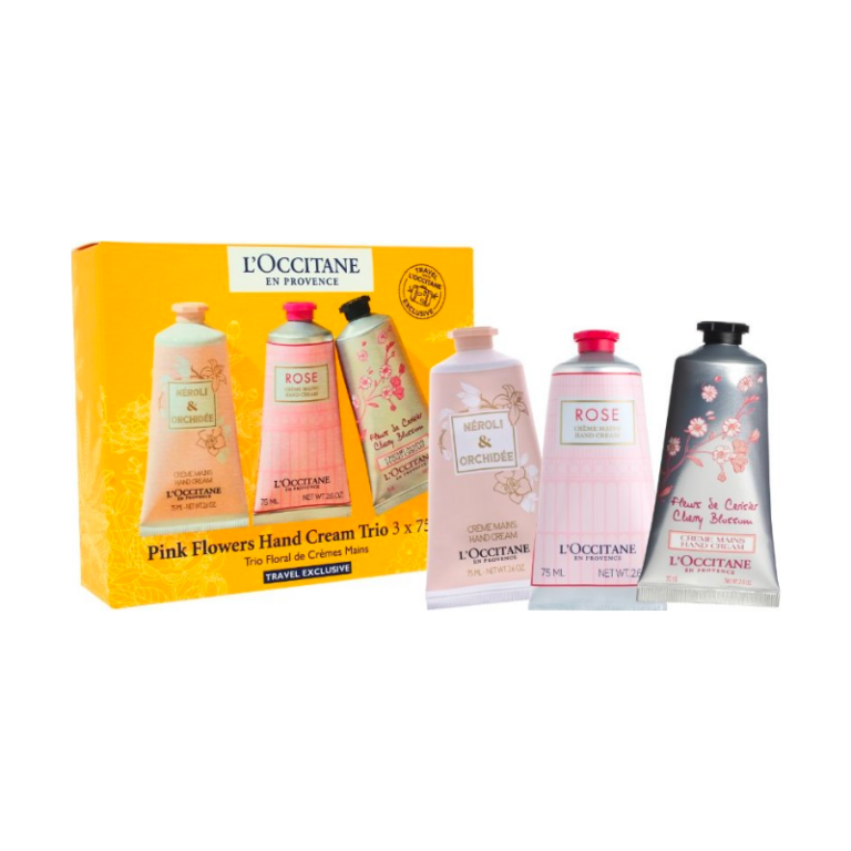 LOccitane-Pink-Flowers-Hand-Cream-Trio-Set-Neroli-Orchidee-75mlRose-75mlCherry-Blossom-75ml-225-ml