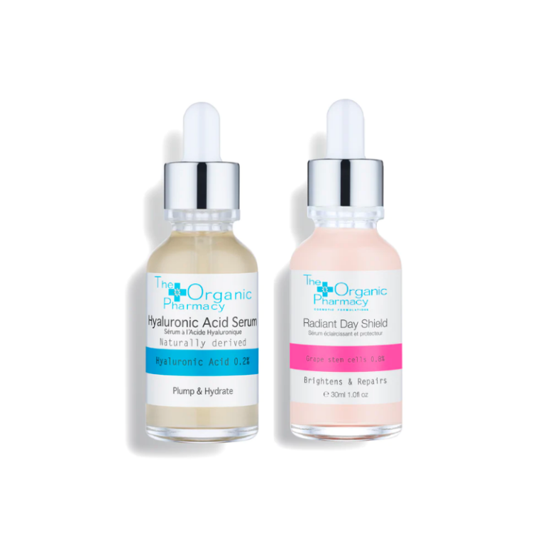 The-Organic-Pharmacy-Day-Plump-and-Glow-Kit-2x30ml-Radiant-Day-Shield-Hyaluronic-Acid-Serum-60-ml-2