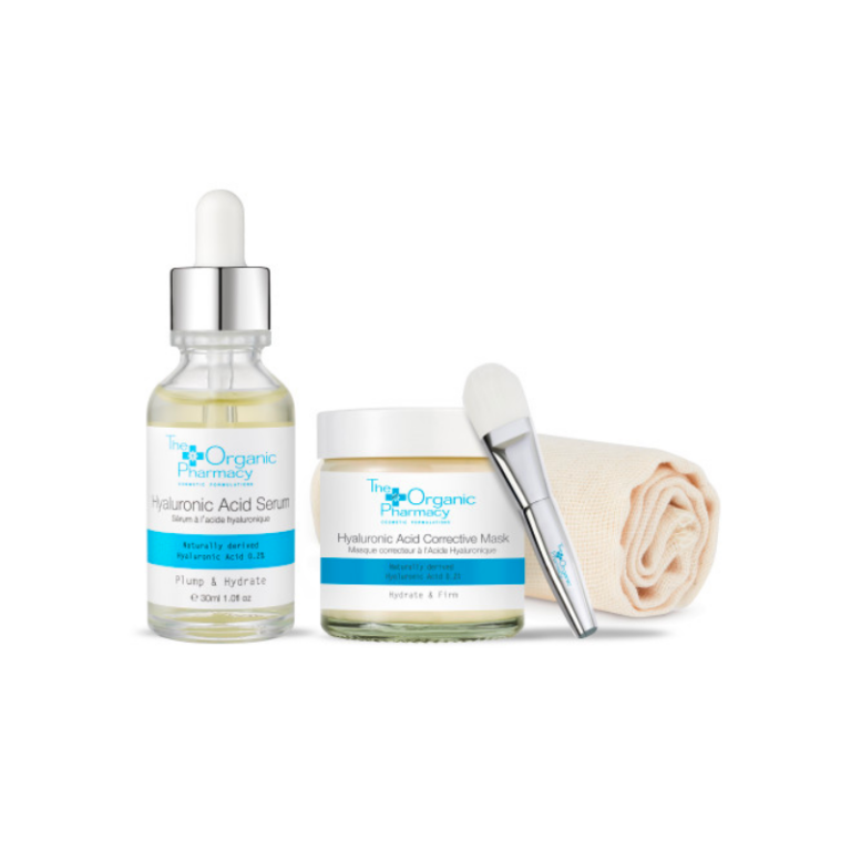 The-Organic-Pharmacy-Intense-Moisture-Boost-Kit-Hyaluronic-Acid-Serum-30mlHyaluronic-Acid-Mask-60mlOrganic-Muslin-Cloth-90-ml